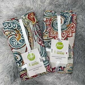Food Network Textured Napkins Set of 8 Monaco Paisley Print 20”x20”